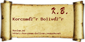 Korcsmár Bolivár névjegykártya